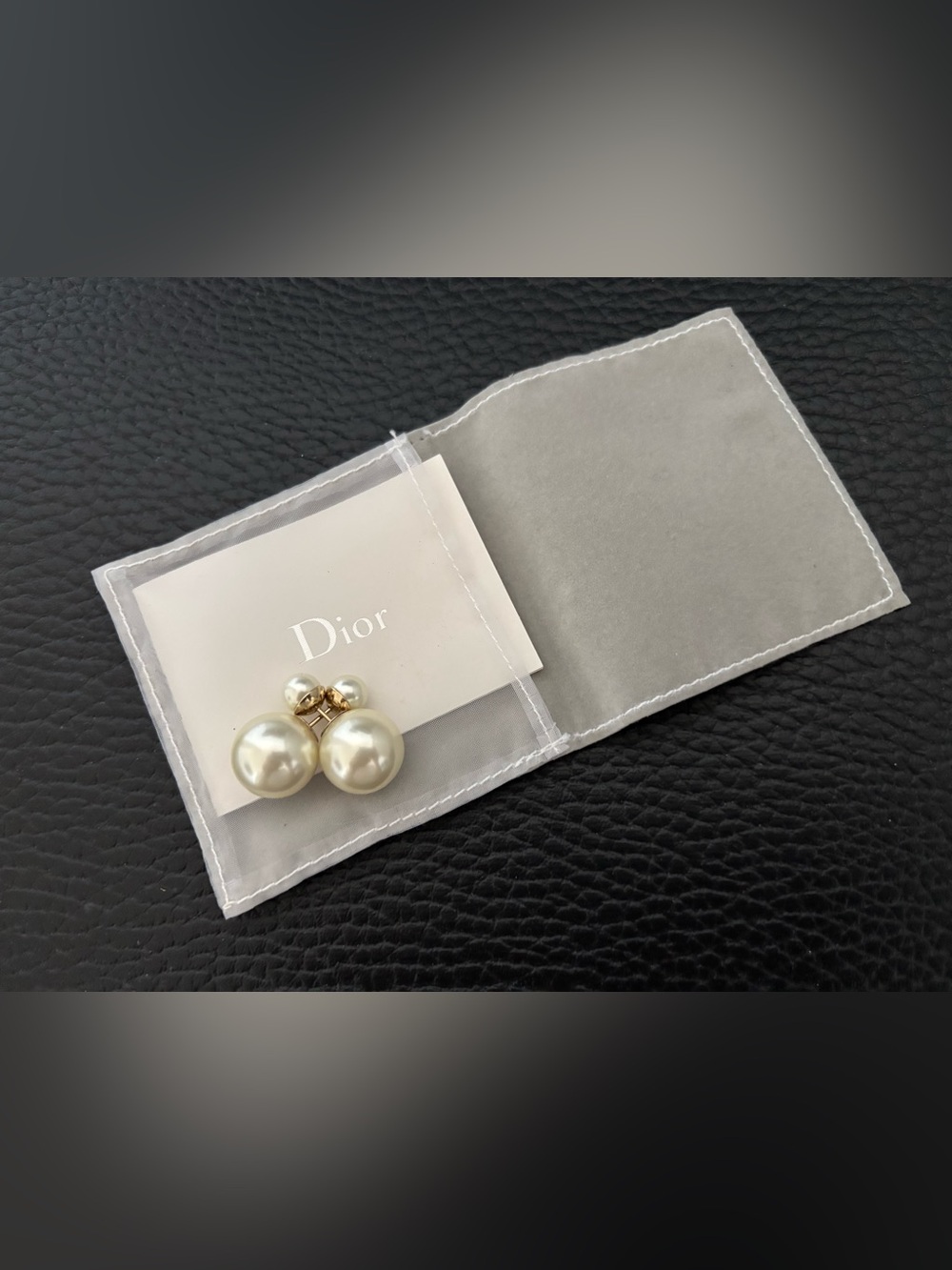 Dior Cream Double-Sided Pearl Earrings with Gold Accents